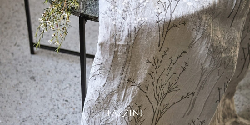 Copriletto Fiori di Lino  - Fazzini. Jacquard tinto in filo 60% lino 40% cotone con trattamento Pentec